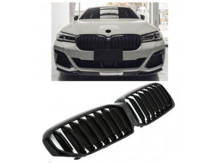 Maska BMW 5 G30 G31 facelift černá lesklá single 01