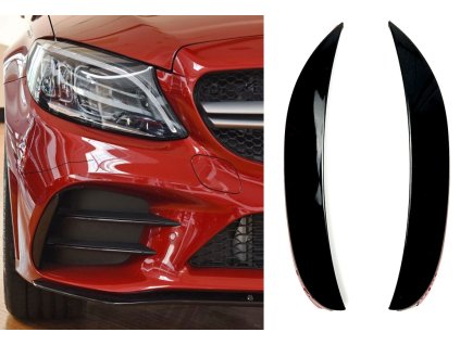 Spoiler přední nárazník Mercedes Benz W205 S205 facelift černý lesklý pod světla