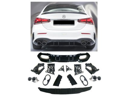 Zadní difuzor Mercedes Benz A V177 AMG line dvojitý výfuk chrom koncovky