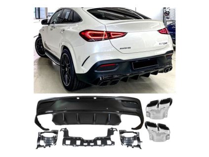 Zadní difuzor Mercedes Benz C167 AMG line hranaté koncovky chrom 01
