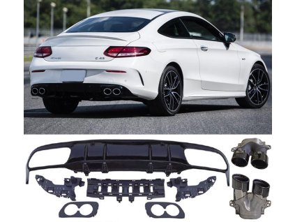 Zadní difuzor Mercedes Benz C205_A205 AMG line kulate koncovky cerne
