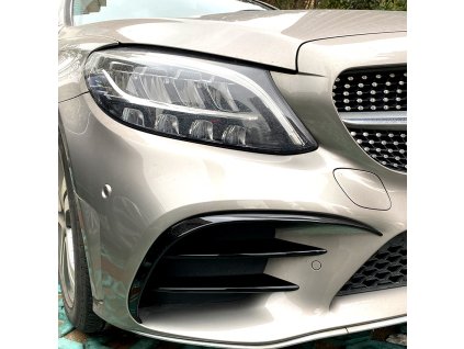 Spoiler přední nárazník pod světla Mercedes Benz W205 facelift černý lesklý 6 ks_01