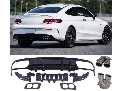 Zadní difuzor Mercedes C205_A205 kulaté koncovky AMG line chromové
