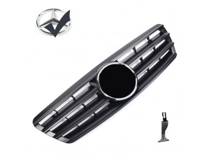 Maska Mercedes Benz C W203/S203 černá matná (lamely) + chrom znak