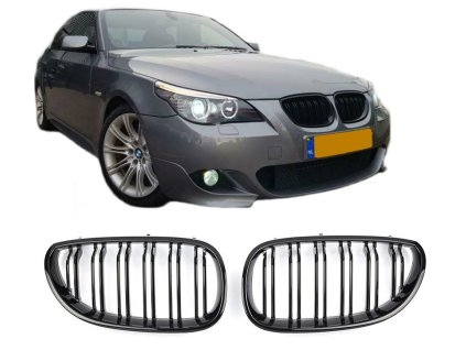 Maska BMW 5 E60 E61 černá lesklá dvojité ledvinky