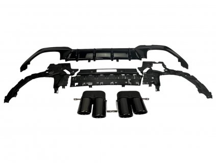 Zadní difuzor BMW 3 G20_G21 s Mpaketem kulaté koncovky černé lesklé_01