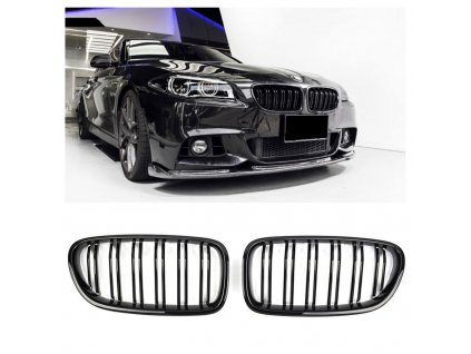Maska BMW 5 F10 F11 černá lesklá dvojitá 01