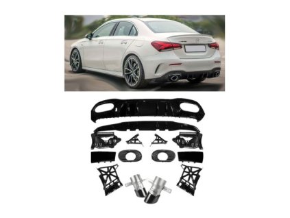Zadní difuzor Mercedes Benz A V177 AMG line single výfuk černé koncovky