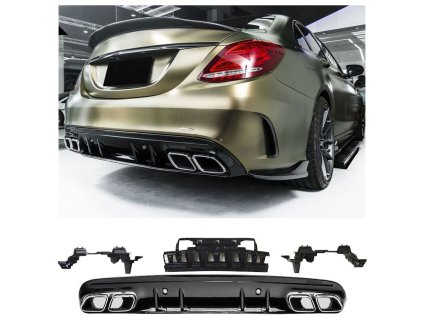 Zadní difuzor Mercedes Benz W205 S205 63 AMG line chrom koncovky 01