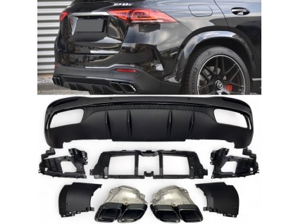 Difuzor Mercedes Benz GLE W167 2x2 černé hranaté koncovky 01