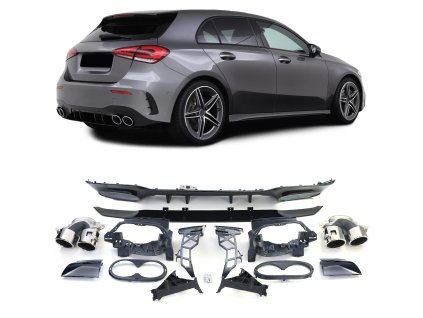 Zadní difuzor Mercedes Benz A V177 AMG line double výfuk chrom koncovky hatchback 01web
