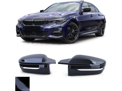 Černé lesklé kryty zrcátek BMW G20 G21 hranaté 01