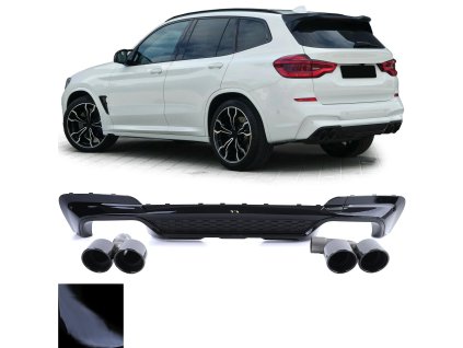 Zadní difuzor BMW X3 G01 černý lesklý kulaté koncovky 01