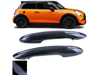 Plastové kryty klik Mini One Cooper F55 F56 F57 bez Keyless Go černé lesklé 01