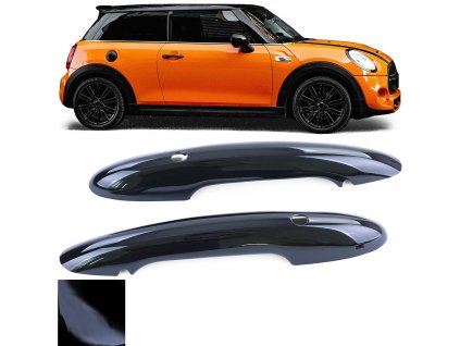 Plastové kryty klik Mini One Cooper F55 F56 F57 s Keyless Go černé lesklé 01