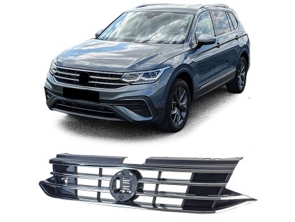 Maska Volkswagen Tiguan 2 facelift černá chrom lišty 01