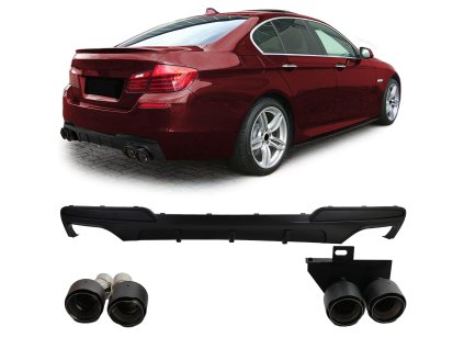 Zadní difuzor BMW 5 F10 F11 černý matný karbon koncovky 01