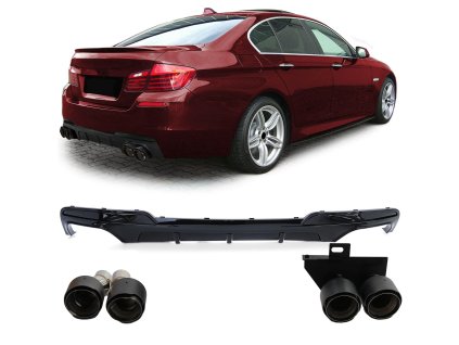 Zadní difuzor BMW 5 F10 F11 černý lesklý karbon koncovky 01