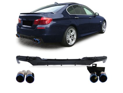 Zadní difuzor BMW 5 F10 F11 černý lesklý titan koncovky 01