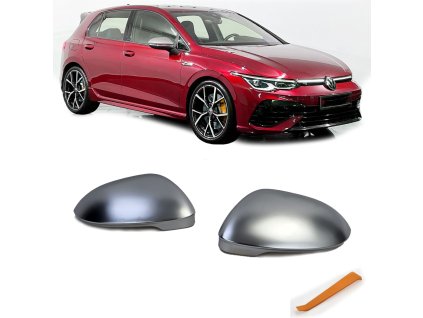 Kryty zrcátek Volkswagen Golf 8 stříbrné matné s asistentem 01
