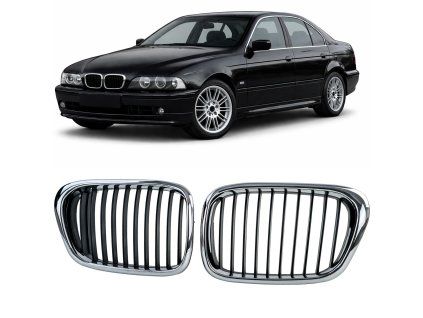 Maska BMW 5 E39 černá lesklá chrom rámeček jednoduchá 01