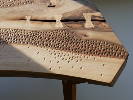 tea table with hand carving walnut tea table with butterflies by TeaTom Woodworks