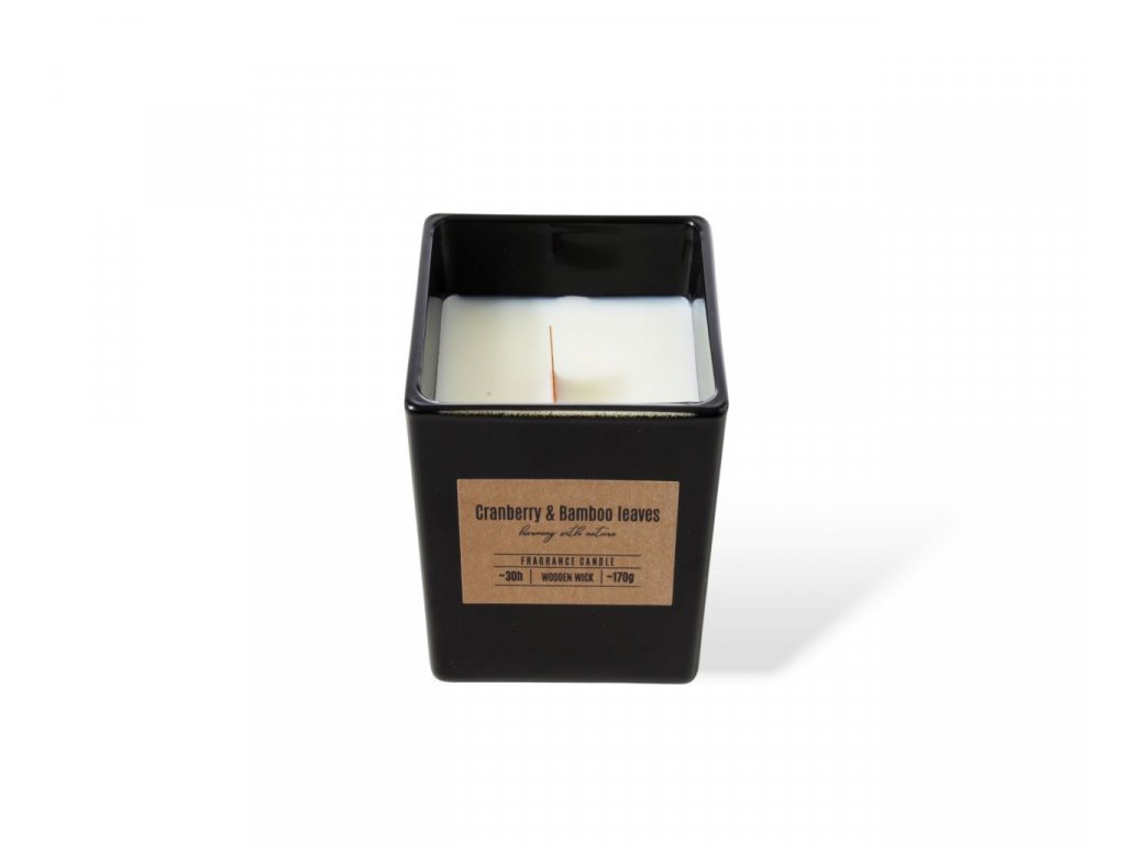 Nến cốc vuông bấc gỗ, hương tre (bịch:6 ks)