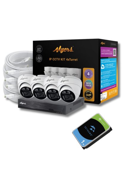 Myers 5MP IP Kamerový Set 4x turret 1TB disk
