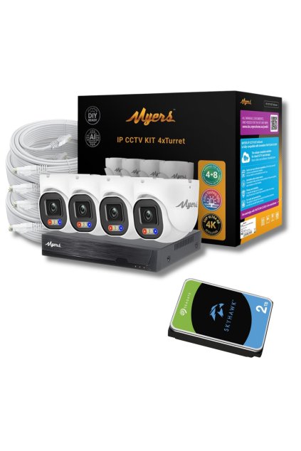 Myers 8MP IP Kamerový Set 4x turret 2TB disk