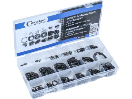 Sada pojistných kroužků, 3 – 32mm, 300 ks, VNITŘNÍ