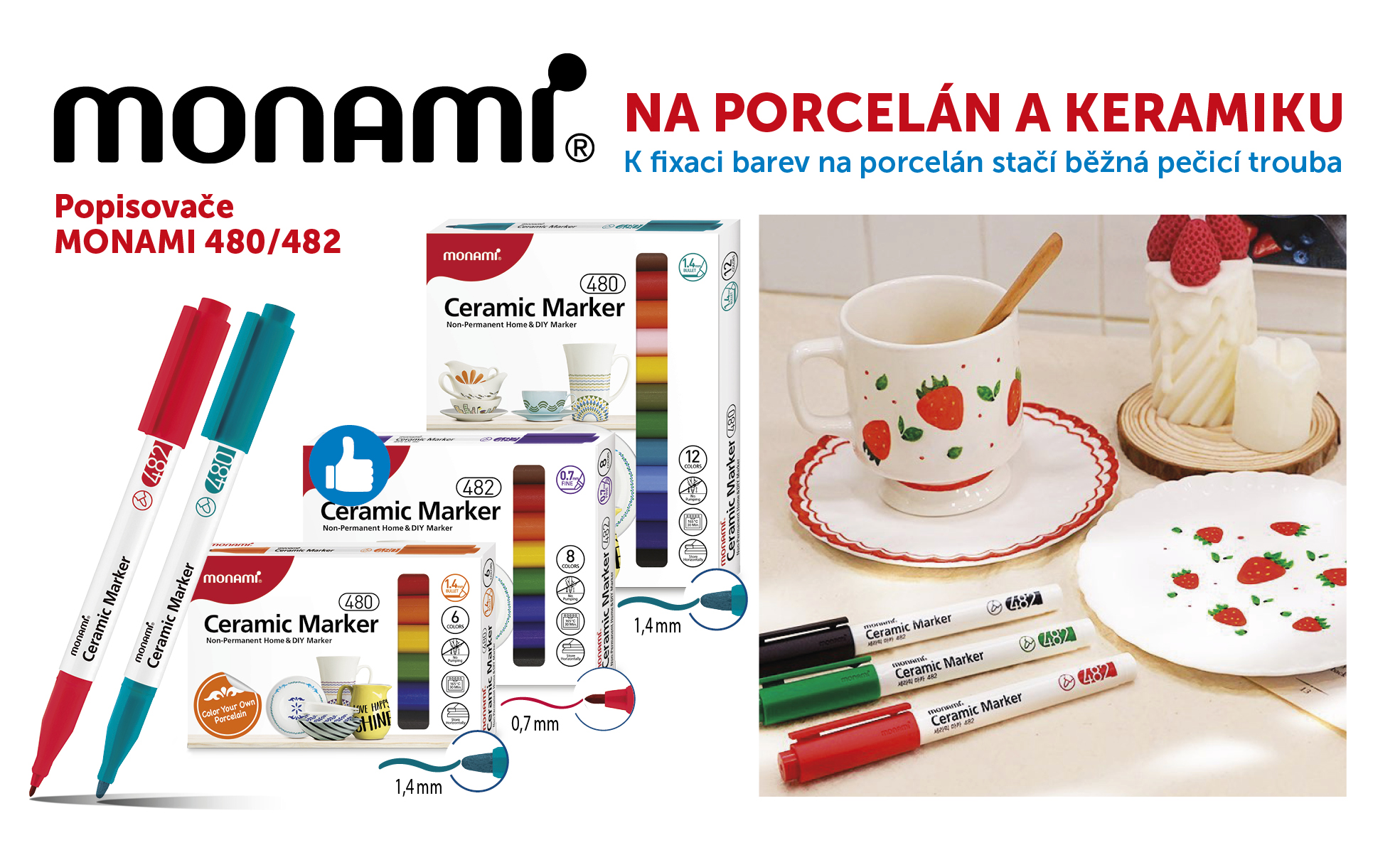 Monami porcelán popisovače