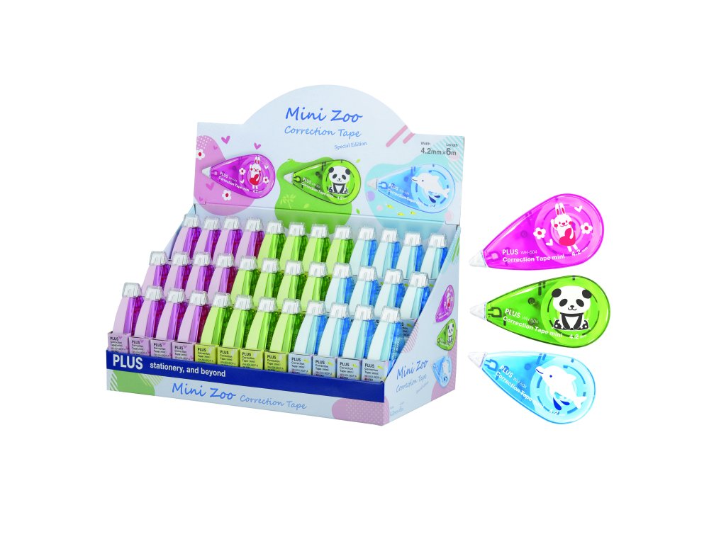 PLUS products images/Products/Correction Tape MINI/Correction Tape Mini Zoo Display_46583_Mixed colors_CMYK_350dpi_Display_03.jpg