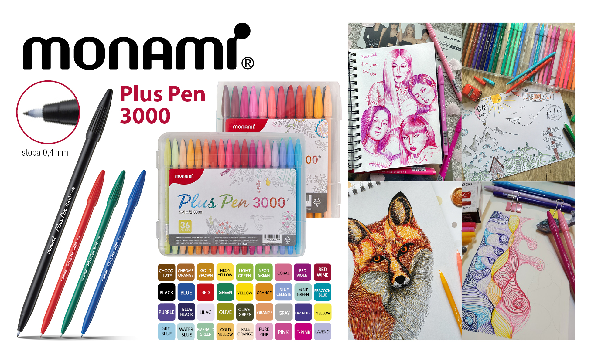 Monami Plus Pen 3000 popisovač brush pen