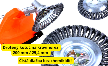 Drôtená kefa na krovinorez Mar-Pol M06972 200 mm / 25,4 mm – čistenie dlažby, škár, betónu a odstránenie buriny