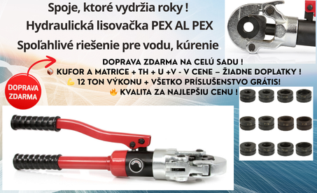 Hydraulická lisovačka Verke V86261 – PEX AL PEX 16–32 mm, 12 ton, lisovacie matrice U/TH/V, kufor, doprava zdarma