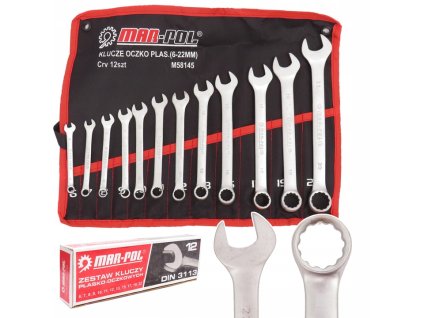 KLUCZE PLASKO OCZKOWE 6 22mm ZESTAW KLUCZY PLACHTA SATYNA 12EL EAN GTIN 5901969102963