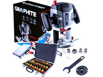 Horná frézka 1300 W + sada profilových stopkových fréz Graphite 59G717