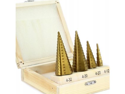 zestaw wiertl stopniowych 4pcs w drewnie