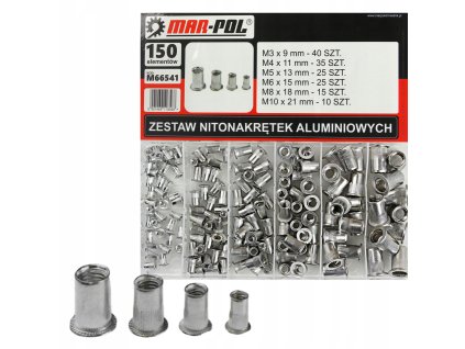 KOMPLET ZESTAW NITONAKRETEK ALUMINIOWYCH 150 ELEMENTOW MOCNE ETUI M66541
