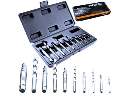 Suprava vytahovacov zalomenych skrutiek, 10 dielna NEO Tools 09-609