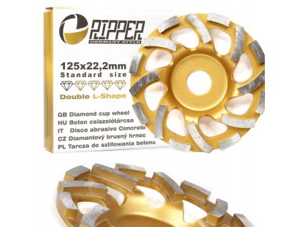 Segmentový diamantový kotúč na brúsenie betónu 125 mm × 22,2 mm – DOUBLE L-SHAPE – Mar-Pol M90900