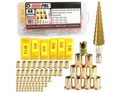zestaw nitonakretek z wiertlem i zaciskarka 68el