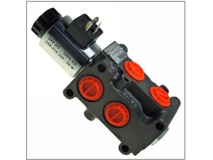 Hydraulická výhybka s průtokem 90 l/min 24V pro třetí funkci, 6/2 cestný elektrohydraulický ventil.