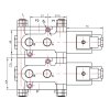 Hydraulická výhybka. Třetí funkce na nakladač. Ventil pro třetí funkci. 6/2 cestný elektrohydraulický ventil 12 VDC  50 l/min G1/2"