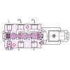 Hydraulická výhybka. Třetí funkce na nakladač. Ventil pro třetí funkci. 6/2 cestný elektrohydraulický ventil 12 VDC  50 l/min G1/2"