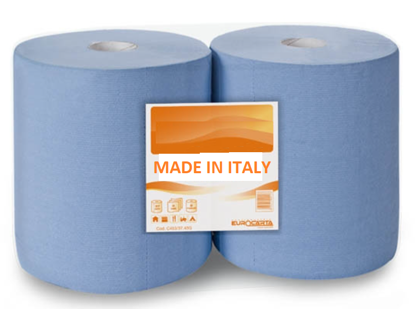 Průmyslová modrá utěrka 200x0,37m 3-vrstvá papírová role
