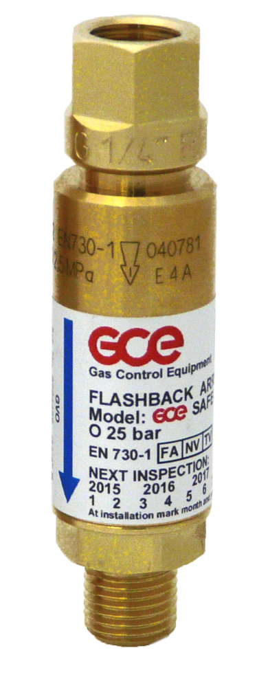 Pojistky proti zpětnému šlehnutí SG-3 - za redukční ventil plyn: kyslík, připojení: G 3/8"