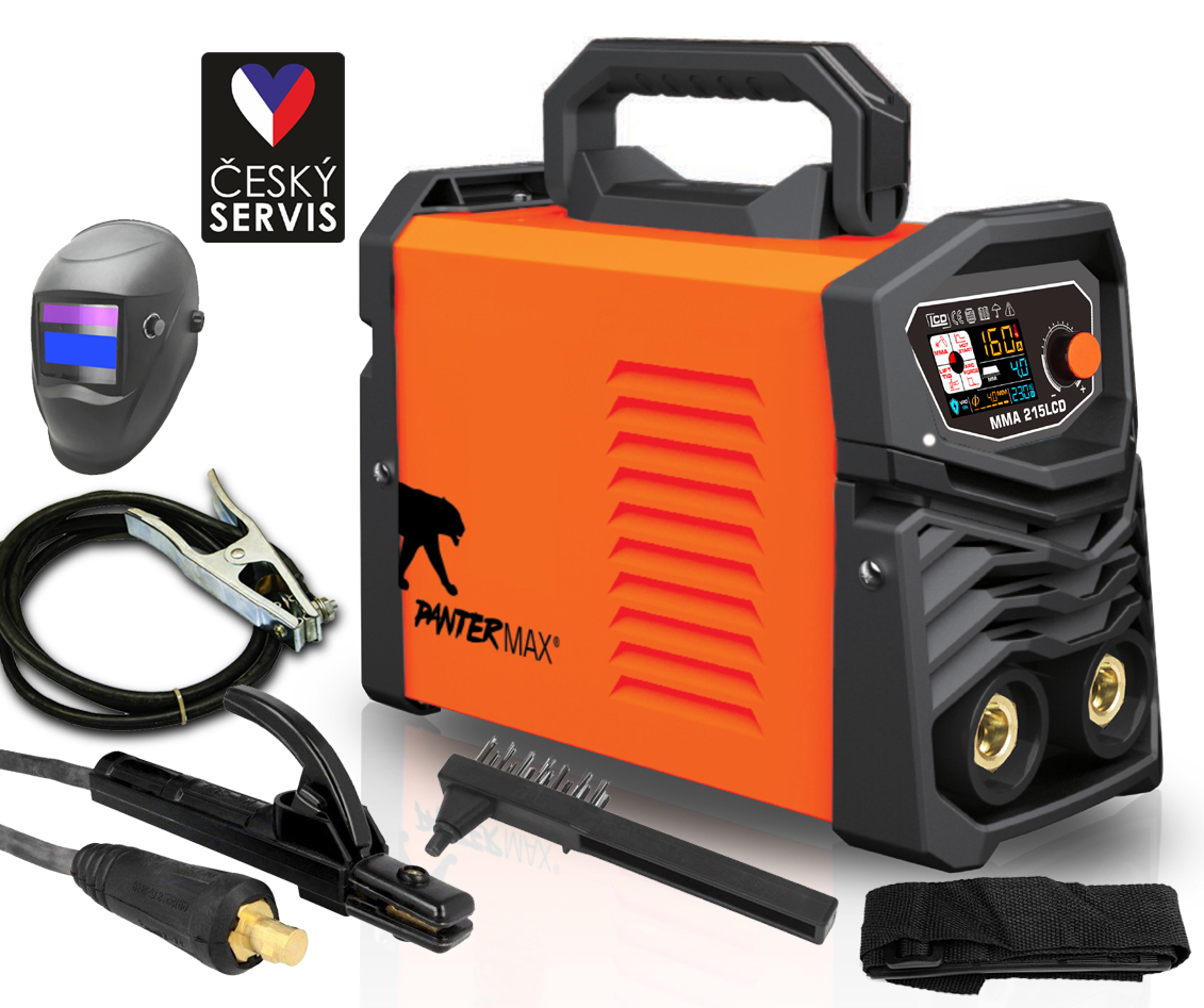 Svářečka Pantermax 215LCD MMA/TIG + samostmívací kukla + 1 kg elektrod 2,5mm