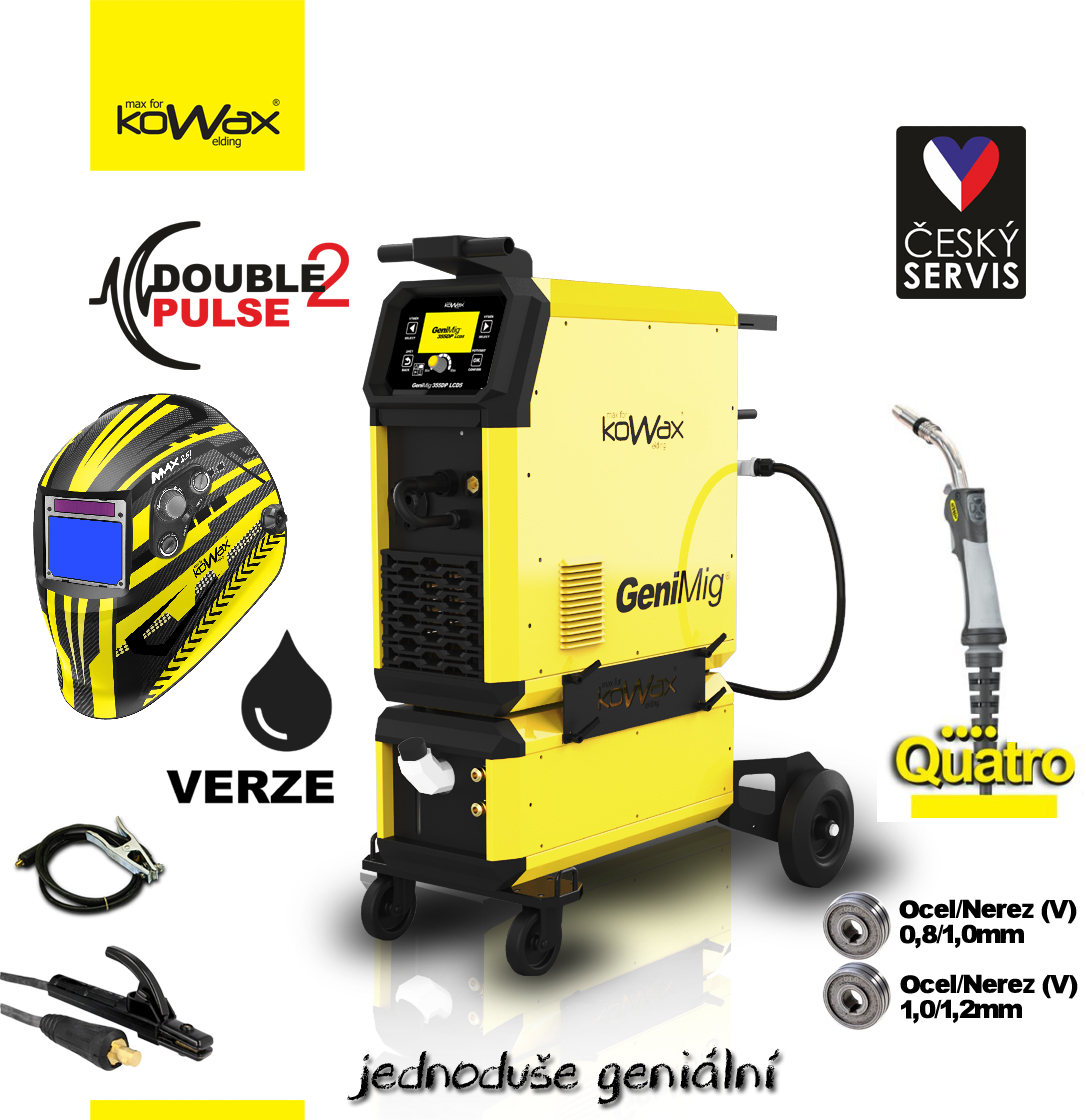 GeniMIG 355DP PULSE/DOUBLE PULSE s vodním chlazením, hořákem a kuklou MAX2,5!