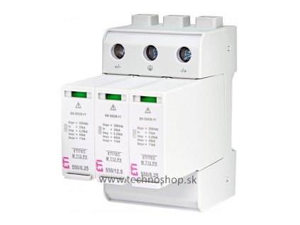 ETI Zvodic prepatia PV DC typ 1 2 B C 1100V 3P 65kA 3,8kV GPV 401 64